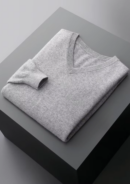 Pure Extra-Fine Merino Wool Classic V-Neck Sweater | Vallentty