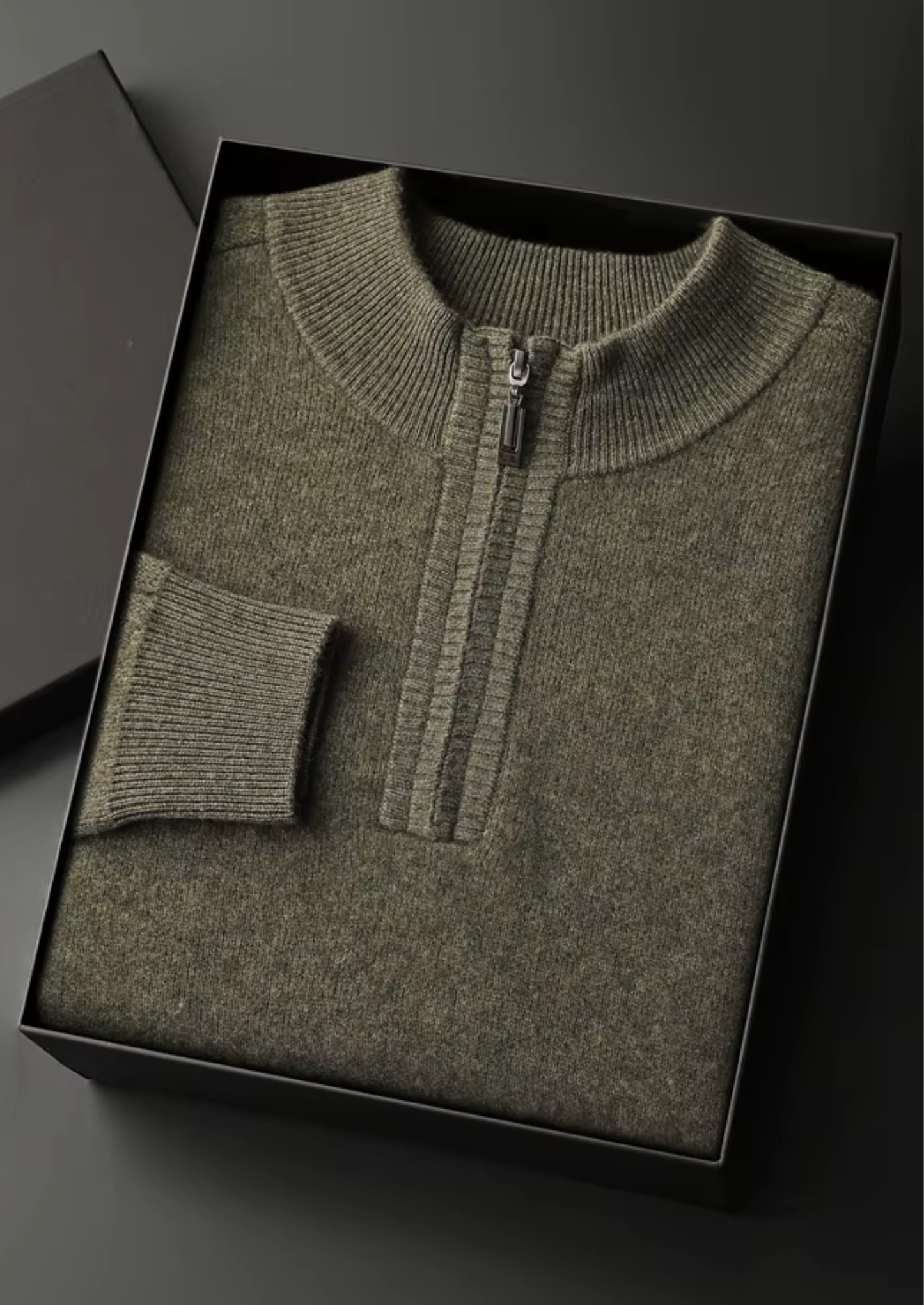 Premium Cashmere Essential Half-Zip Sweater | Vallentty