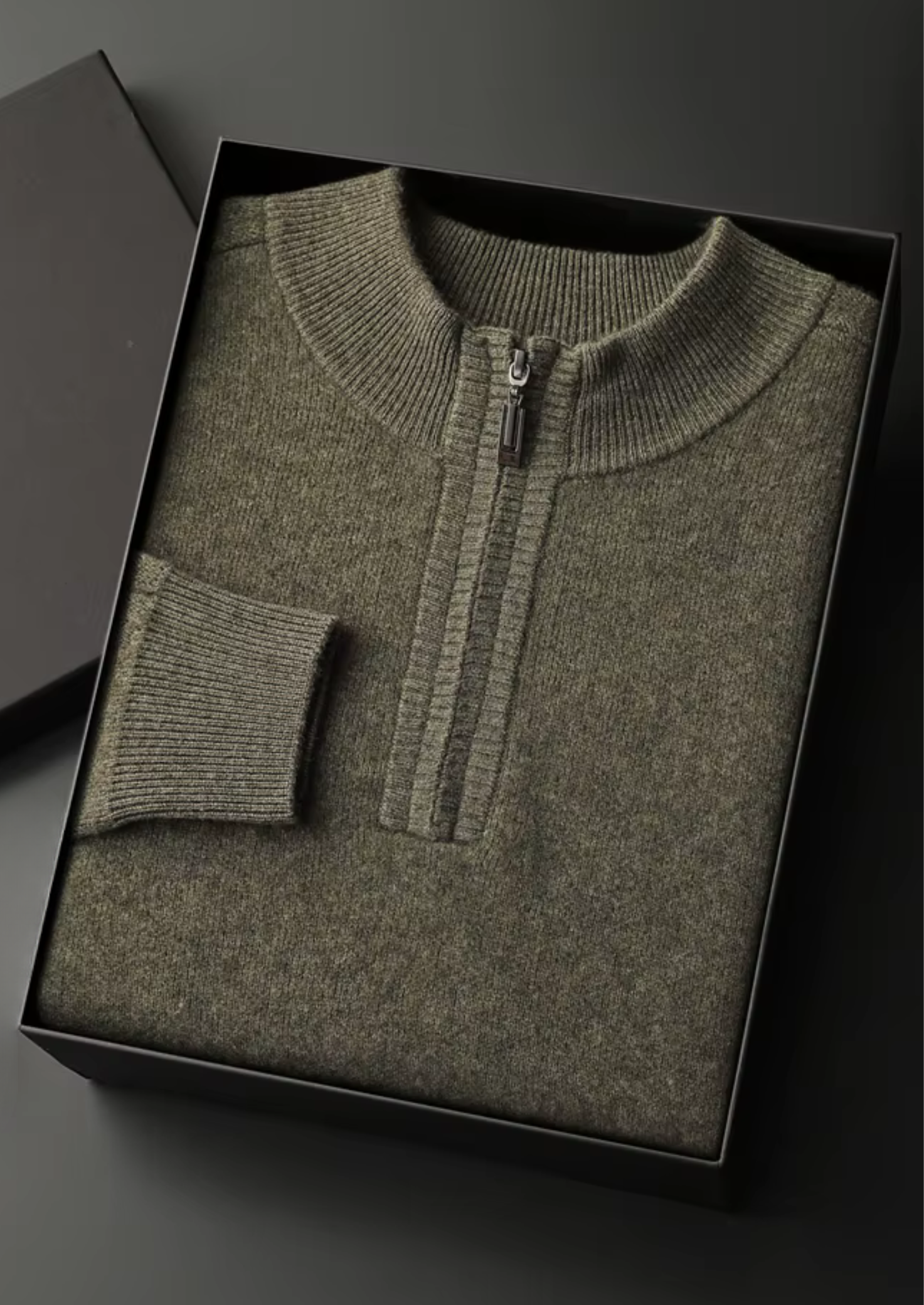 Premium Cashmere Essential Half-Zip Sweater | Vallentty