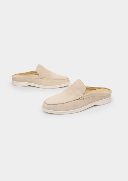 Ivory Marina Suede Slipper | Vallentty