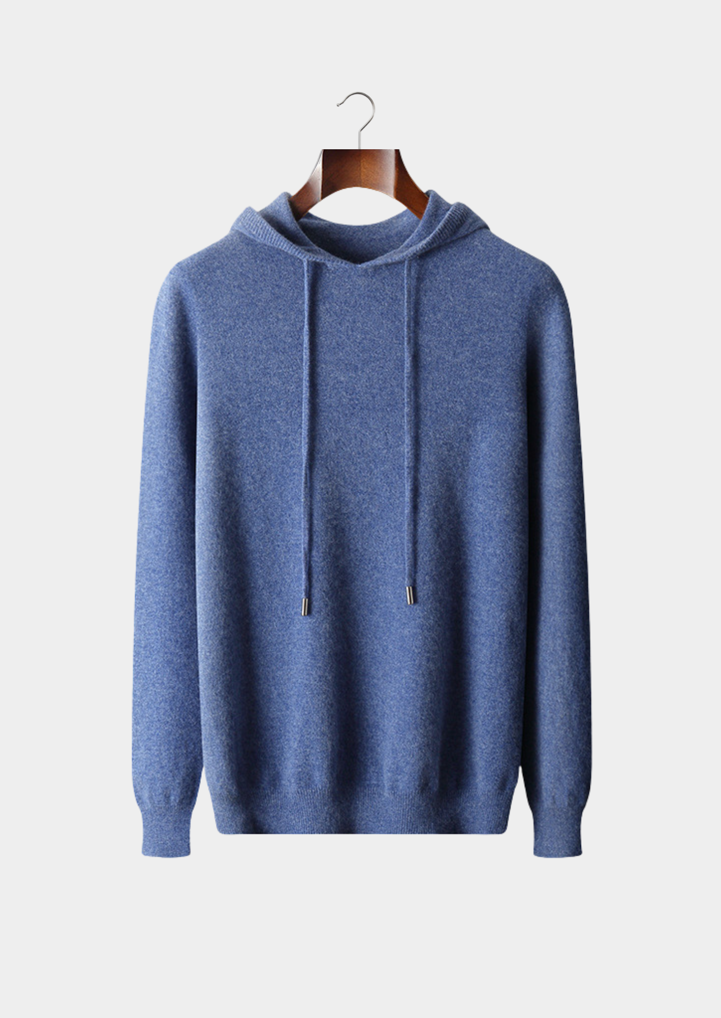 Pure Extra-Fine Merino Wool Sea Blue Leisure Hoodie | Vallentty