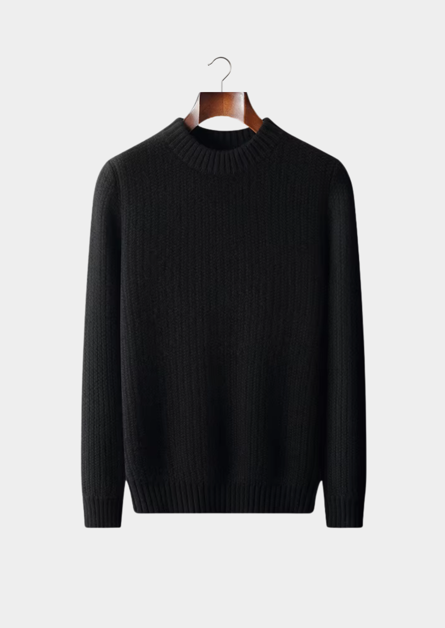 Pure Cashmere Black Heavyweight Crewneck | Vallentty