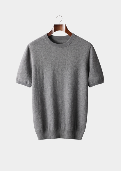 Premium Cashmere Classic Crewneck T-Shirt - Dark Gray | Vallentty
