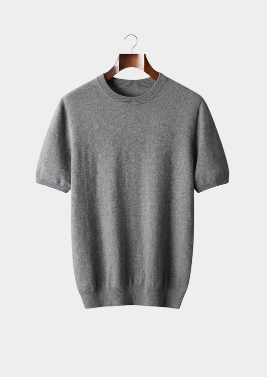 Premium Cashmere Classic Crewneck T-Shirt - Dark Gray | Vallentty