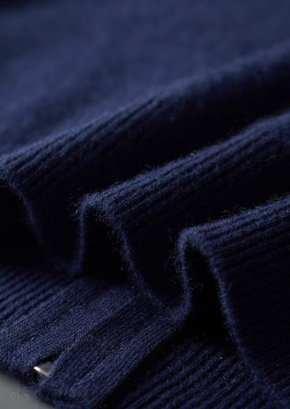 Pure Extra-Fine Merino Wool Navy Blue Damien Set | Vallentty