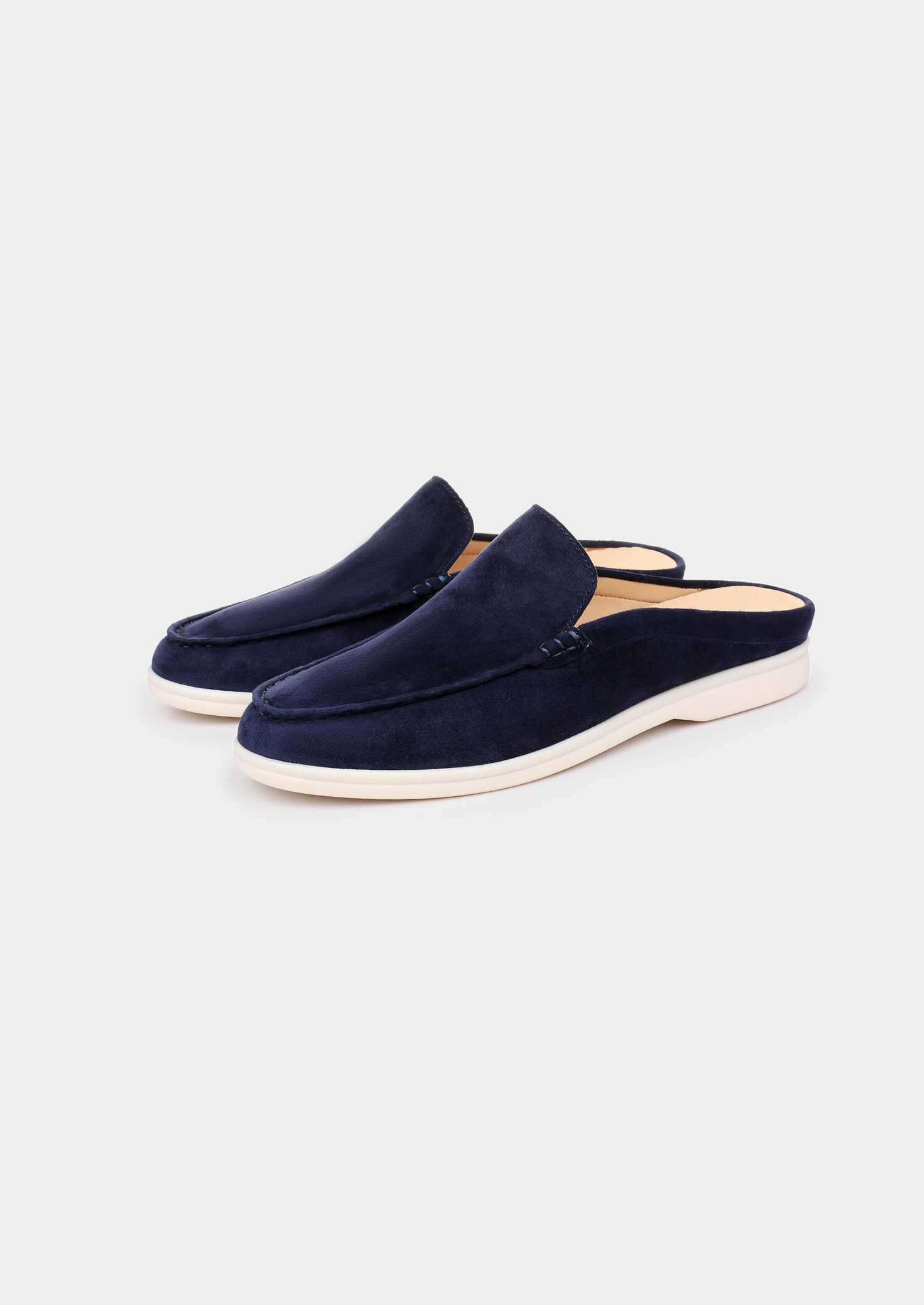 Navy Blue Marina Suede Slipper | Vallentty