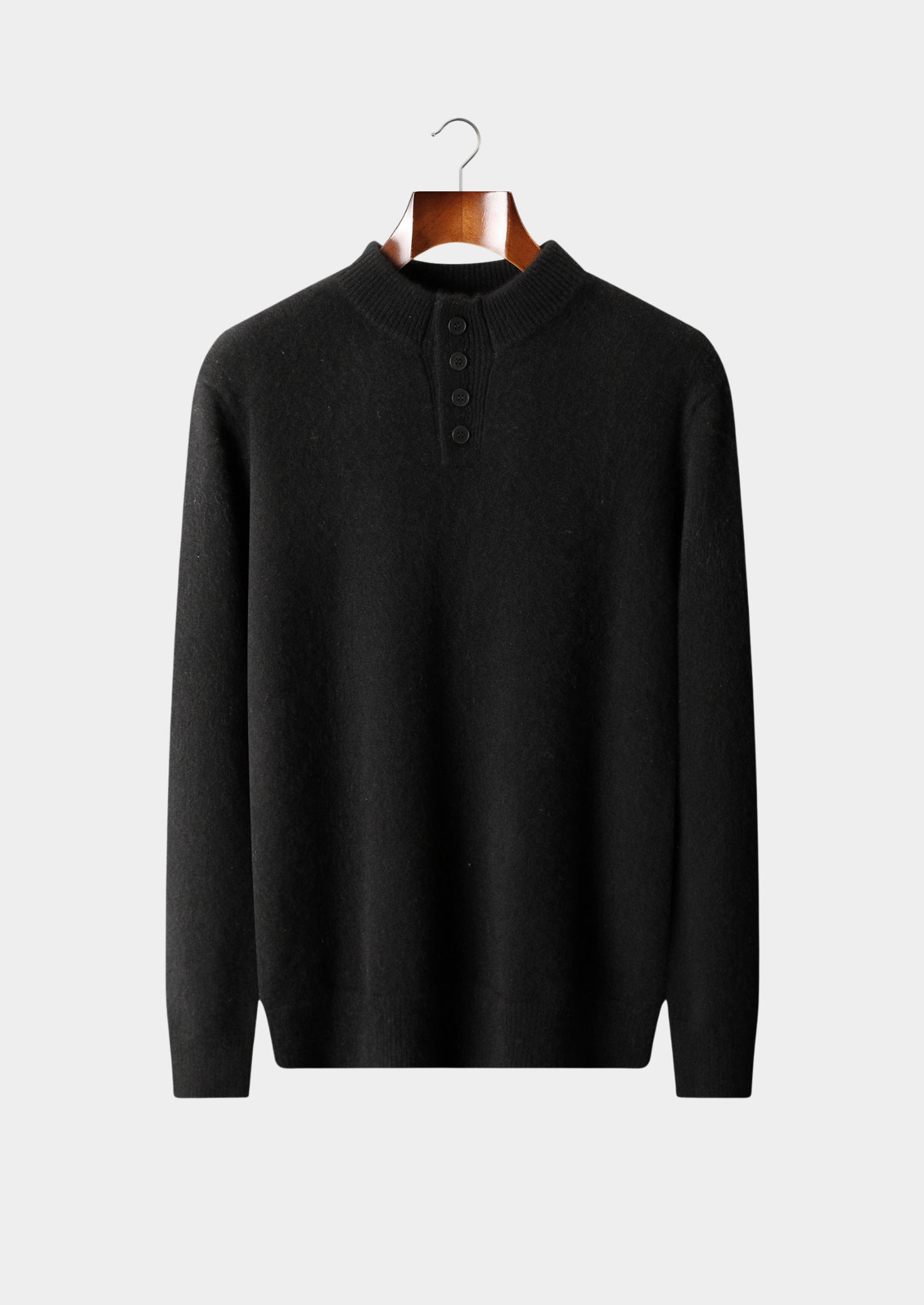 Pure Cashmere Black Button Sweater | Vallentty
