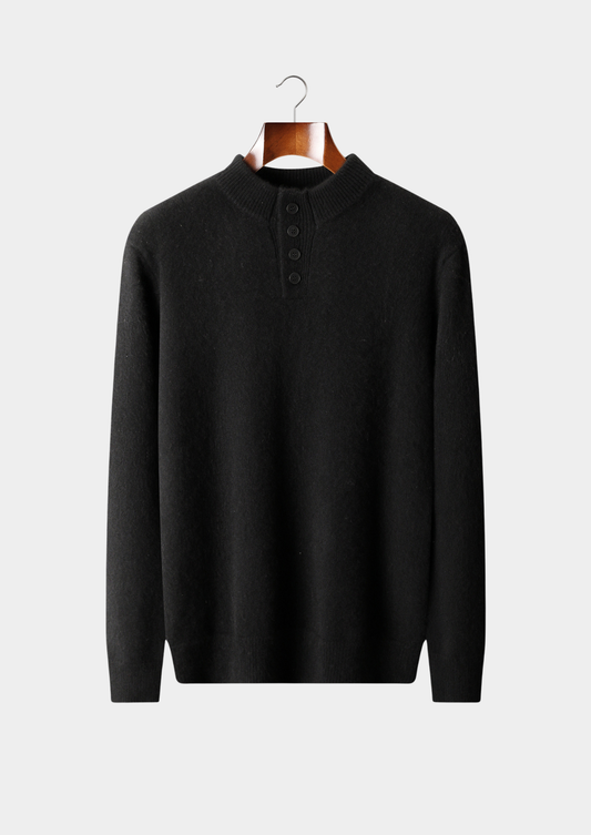 Pure Cashmere Black Button Sweater | Vallentty