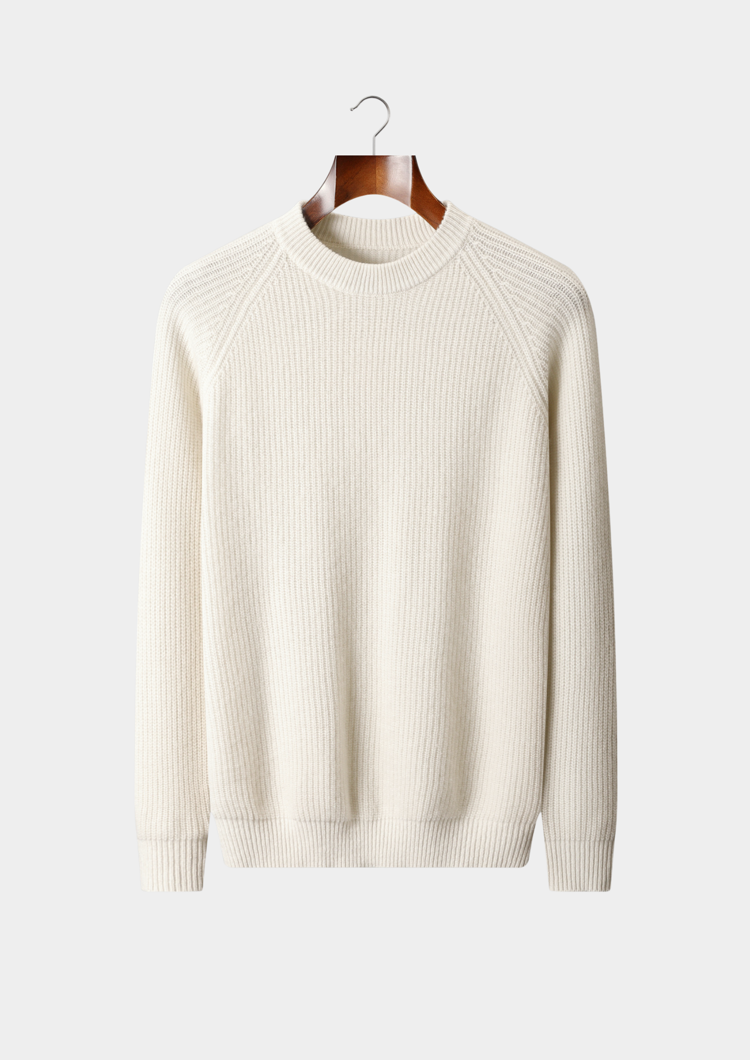 Pure Extra-Fine Merino Wool Ribbed Raglan Crewneck | Vallentty