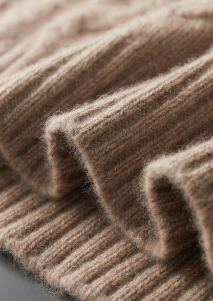 Pure Cashmere Beige Cable Half Zip Sweater | Vallentty