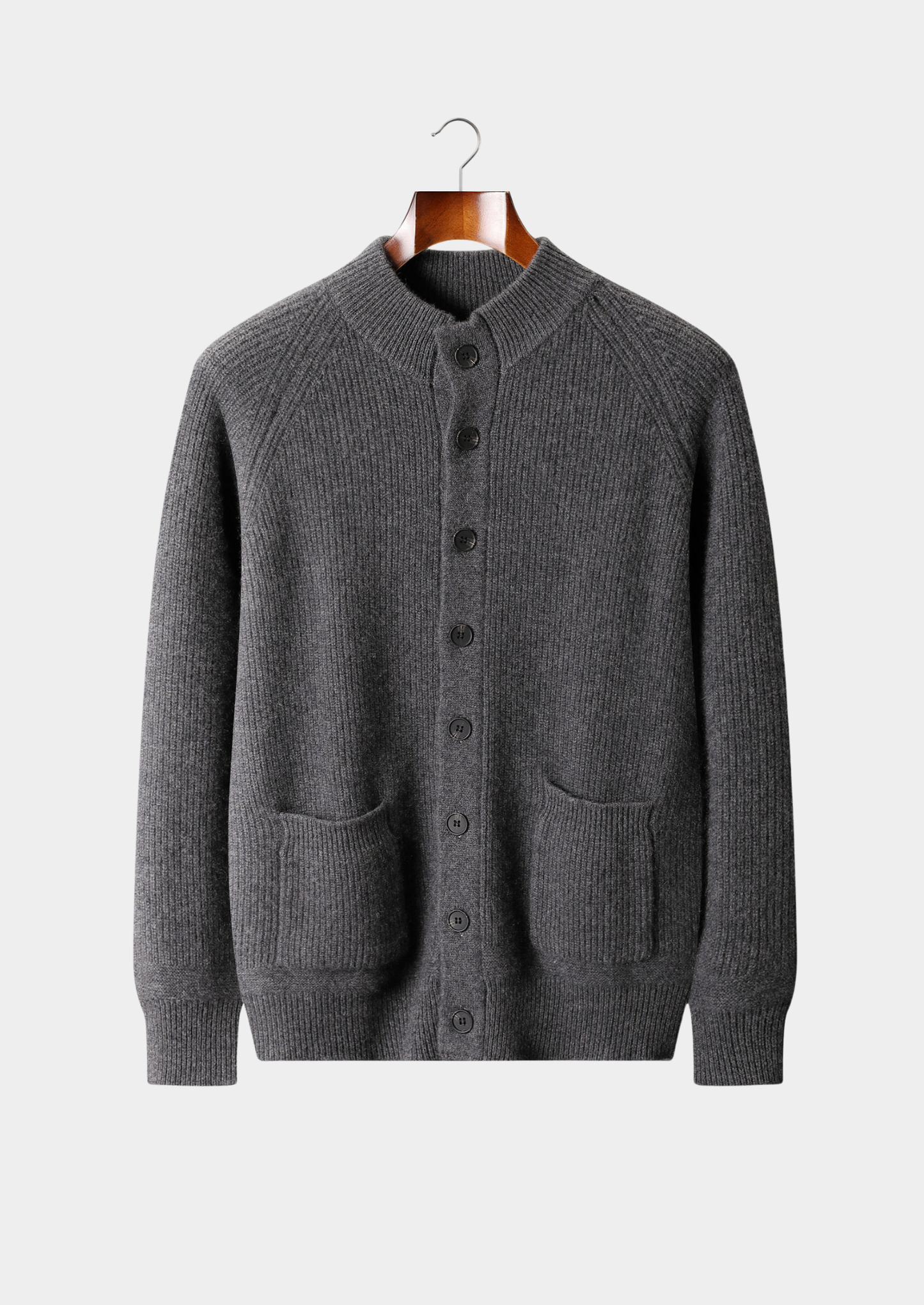 Pure Cashmere Dark Gray Button Overshirt | Vallentty