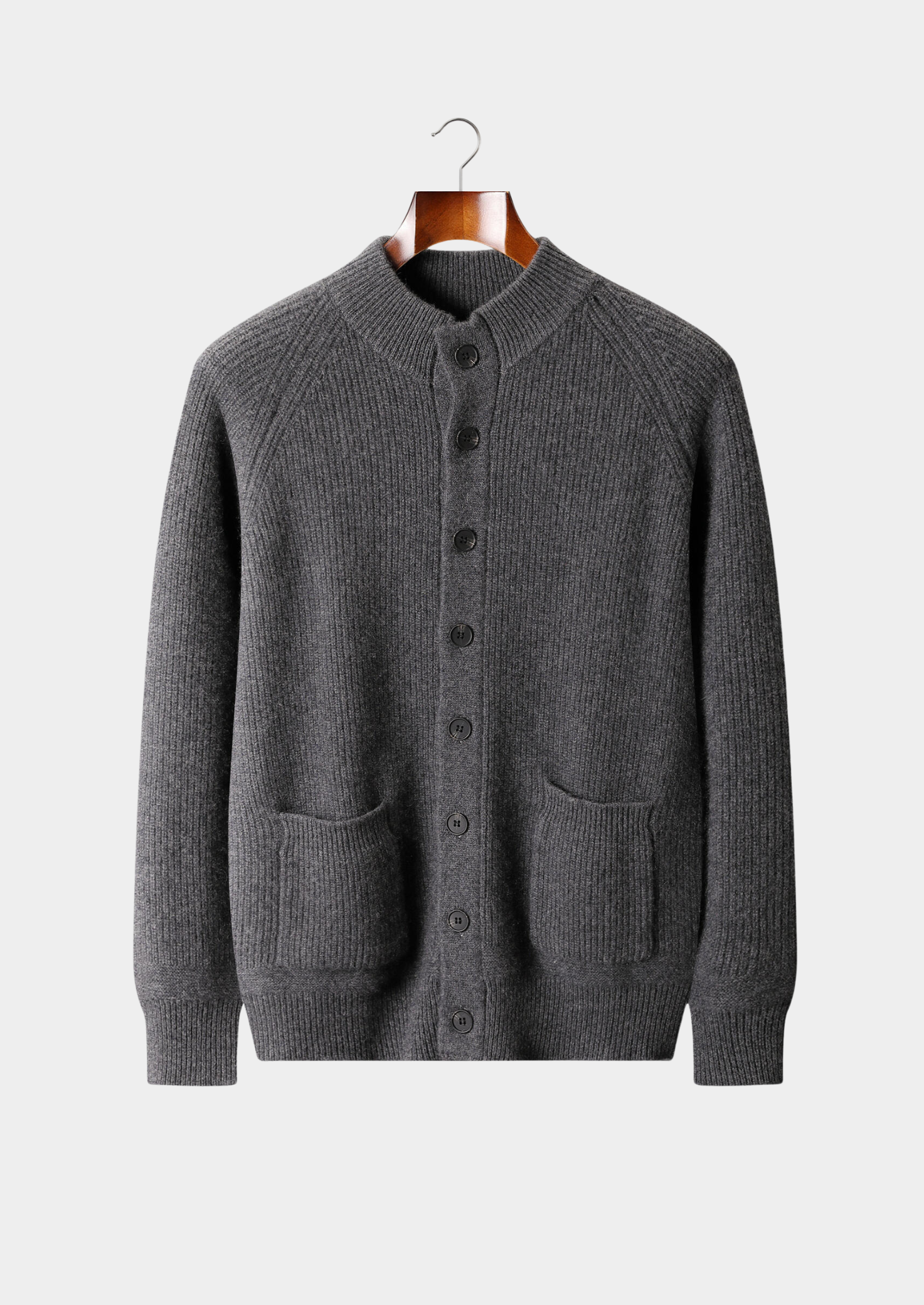 Pure Cashmere Dark Gray Button Overshirt | Vallentty