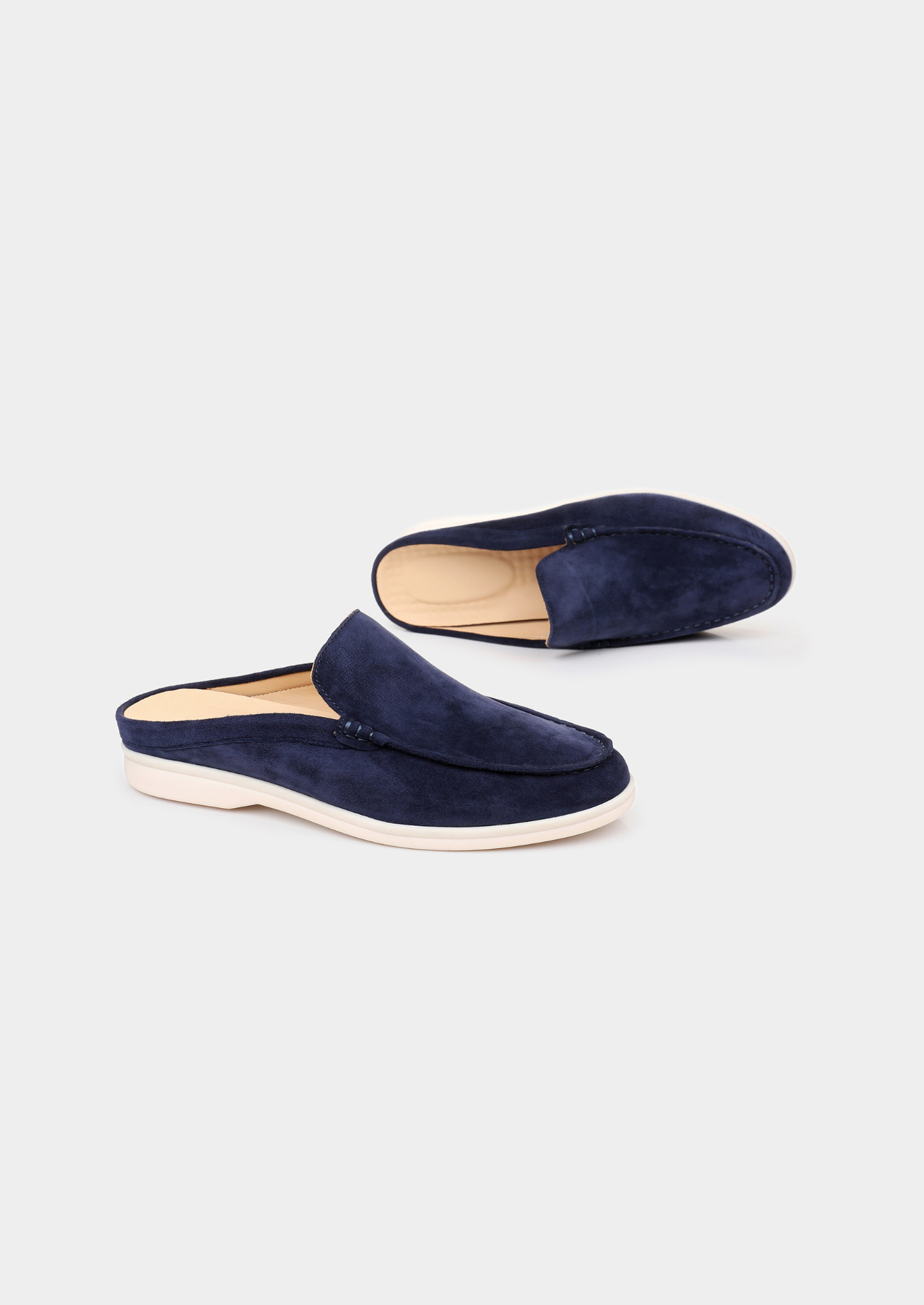 Navy Blue Marina Suede Slipper | Vallentty