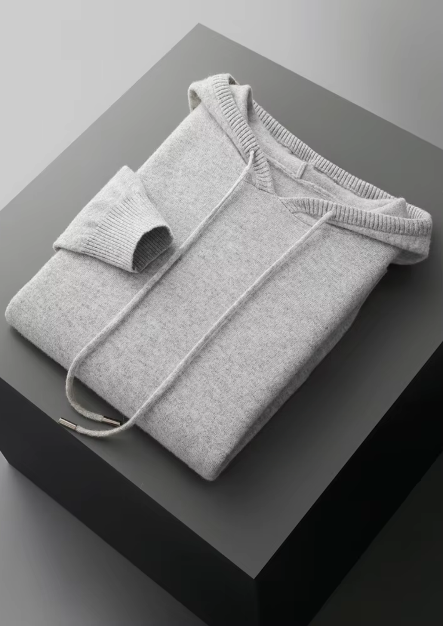 Pure Extra-Fine Merino Wool Light Gray Savro Set | Vallentty