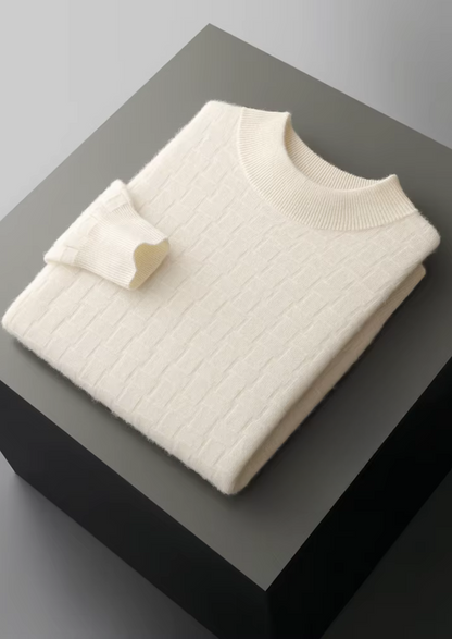 Pure Extra-Fine Merino Wool Textured Mockneck | Vallentty