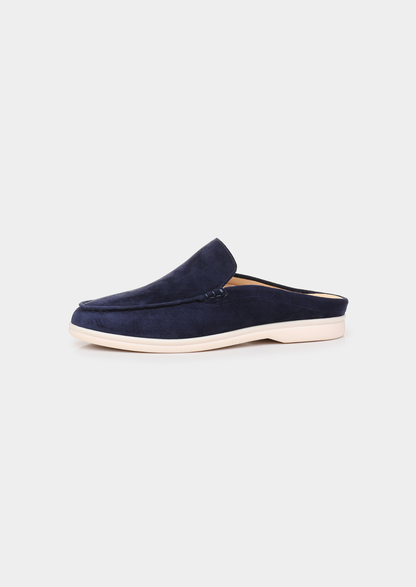 Navy Blue Marina Suede Slipper | Vallentty