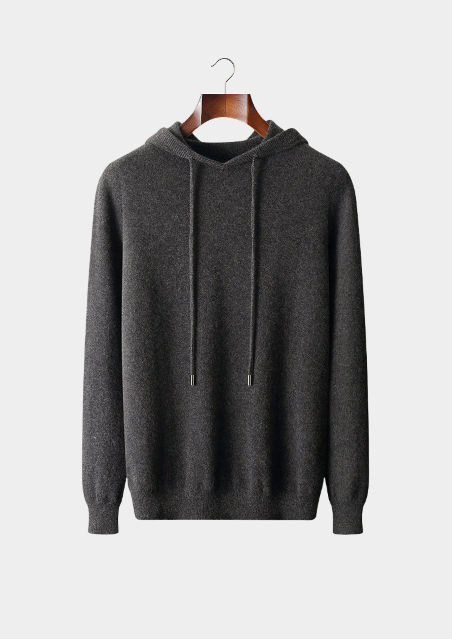 Pure Extra-Fine Merino Wool Dark Gray Leisure Hoodie | Vallentty