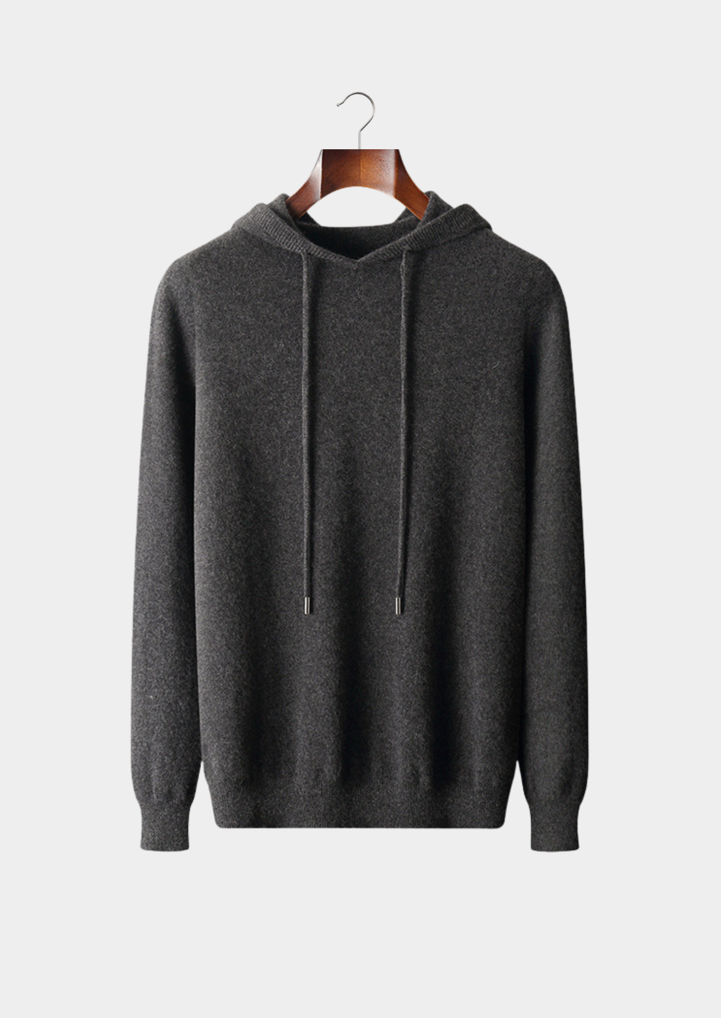 Pure Extra-Fine Merino Wool Dark Gray Leisure Hoodie | Vallentty