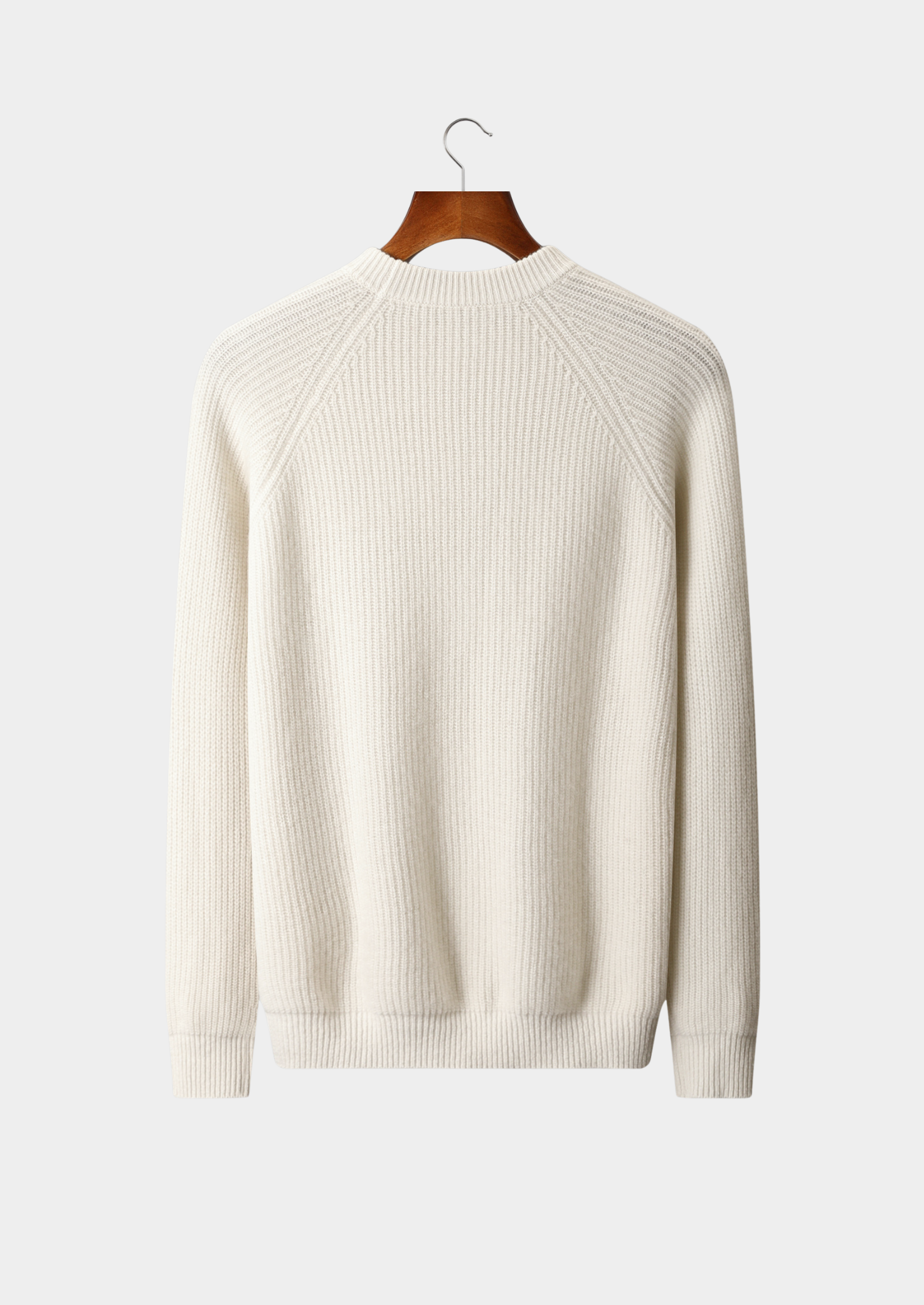 Pure Extra-Fine Merino Wool Ribbed Raglan Crewneck | Vallentty