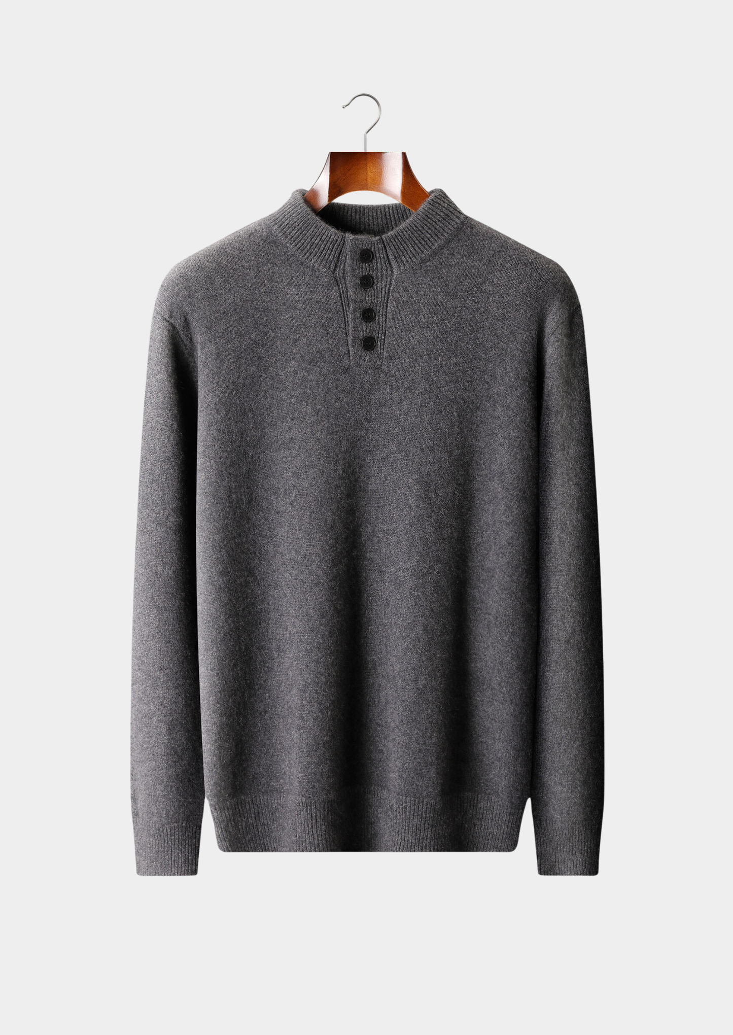 Pure Cashmere Dark Gray Button Sweater | Vallentty