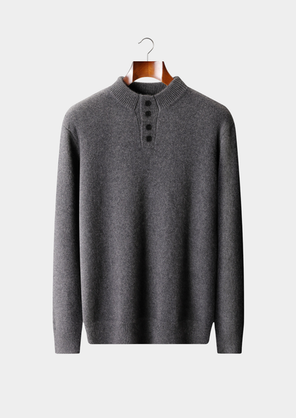 Pure Cashmere Dark Gray Button Sweater | Vallentty