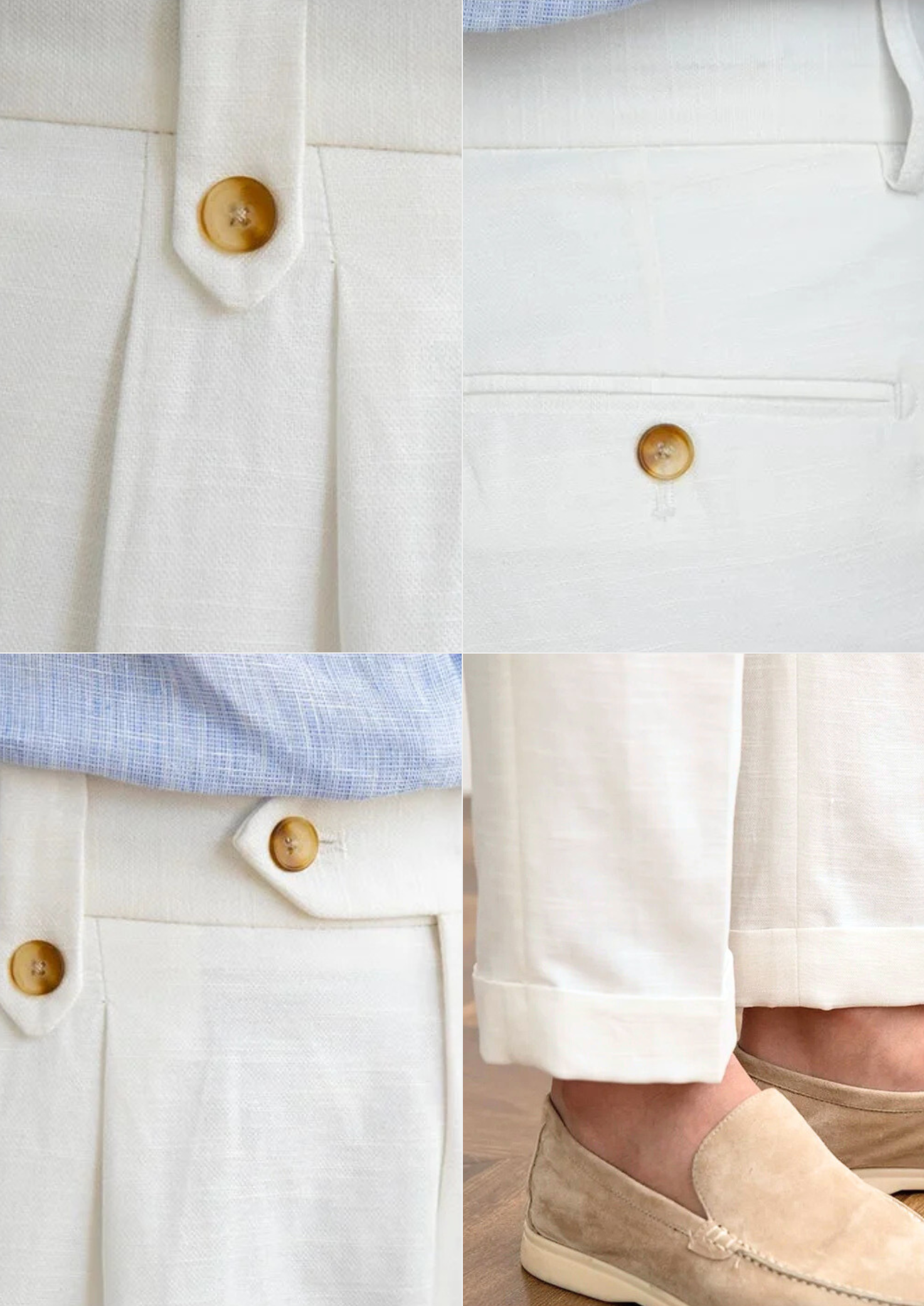 Cagliari Pleated Coastal Trousers - White | Vallentty