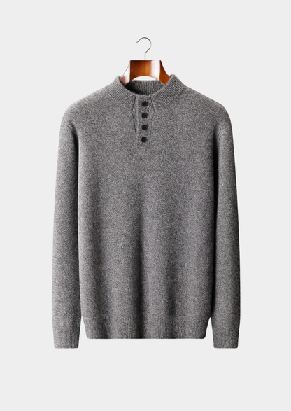 Pure Cashmere Light Gray Button Sweater | Vallentty