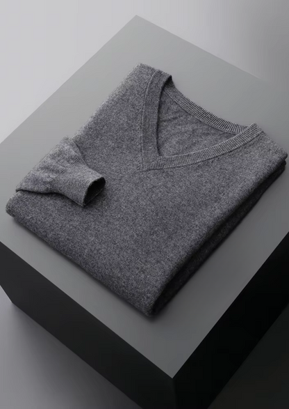 Pure Extra-Fine Merino Wool Classic V-Neck Sweater | Vallentty