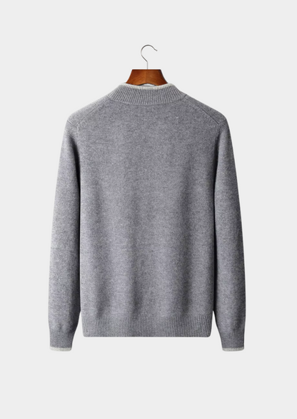 Pure Extra-Fine Merino Wool Two-Tone Zip Cardigan | Vallentty
