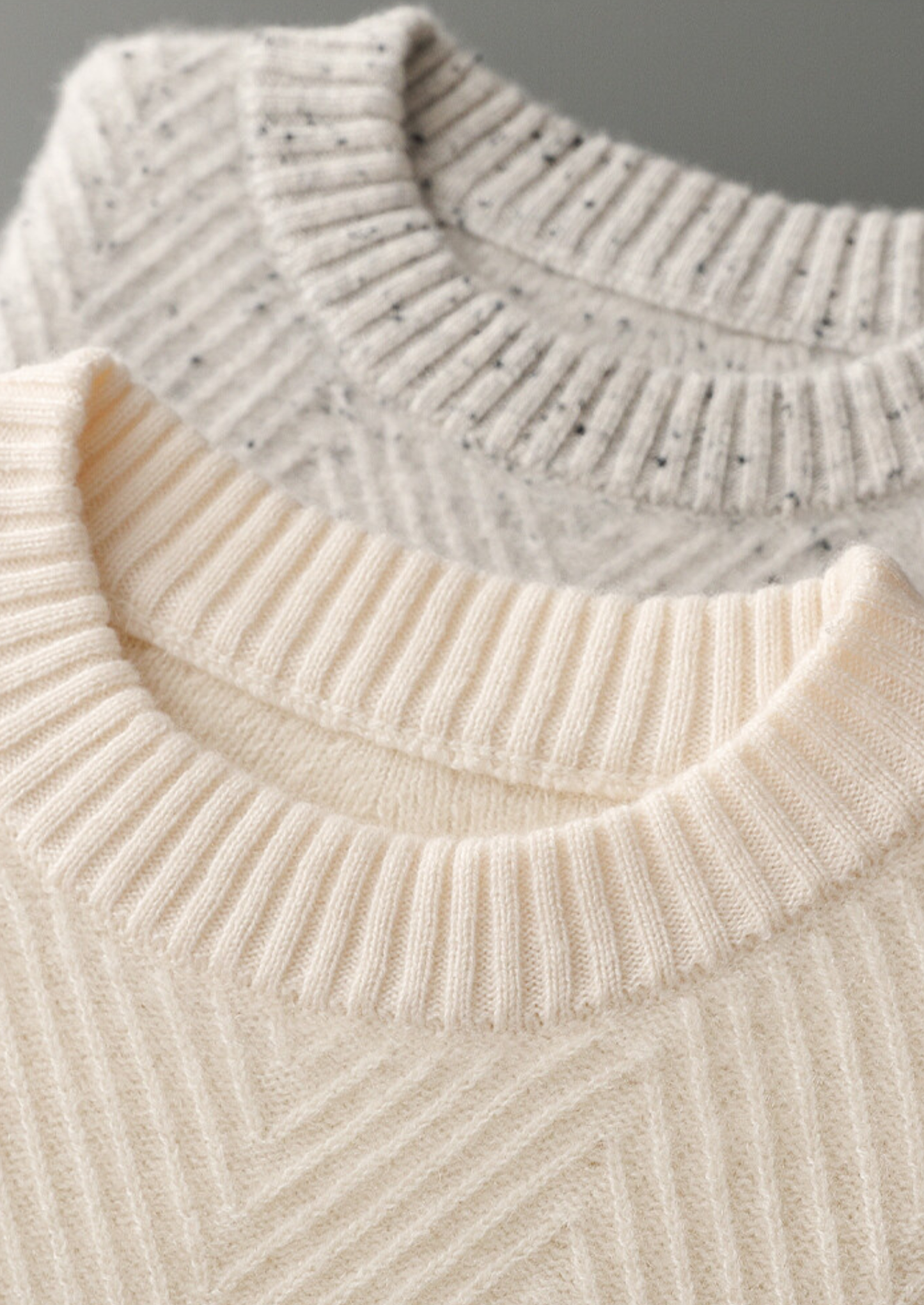 Pure Cashmere Light Gray Herringbone Crewneck | Vallentty