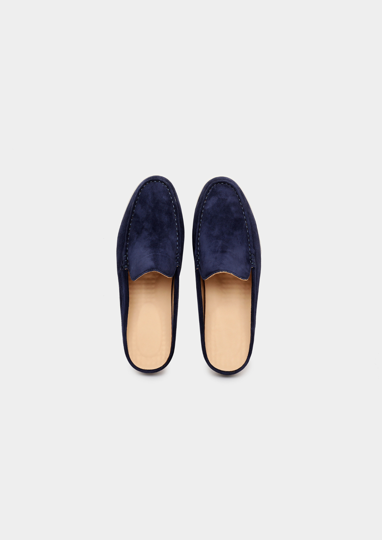 Navy Blue Marina Suede Slipper | Vallentty