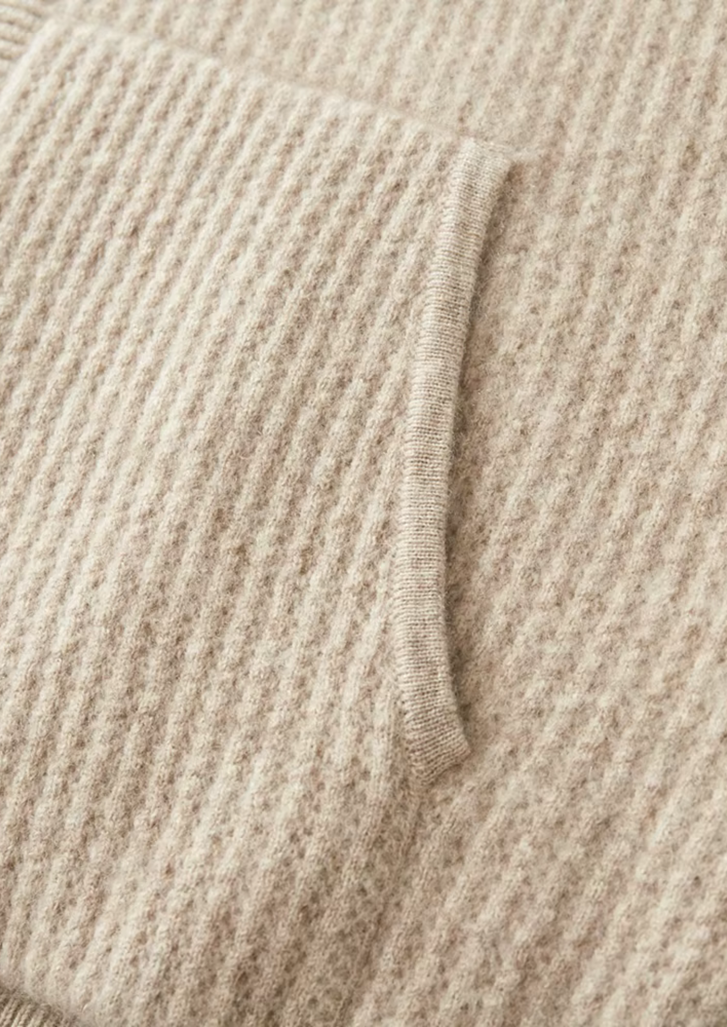 Pure Extra-Fine Merino Wool Ribbed Zipper Hoodie | Vallentty