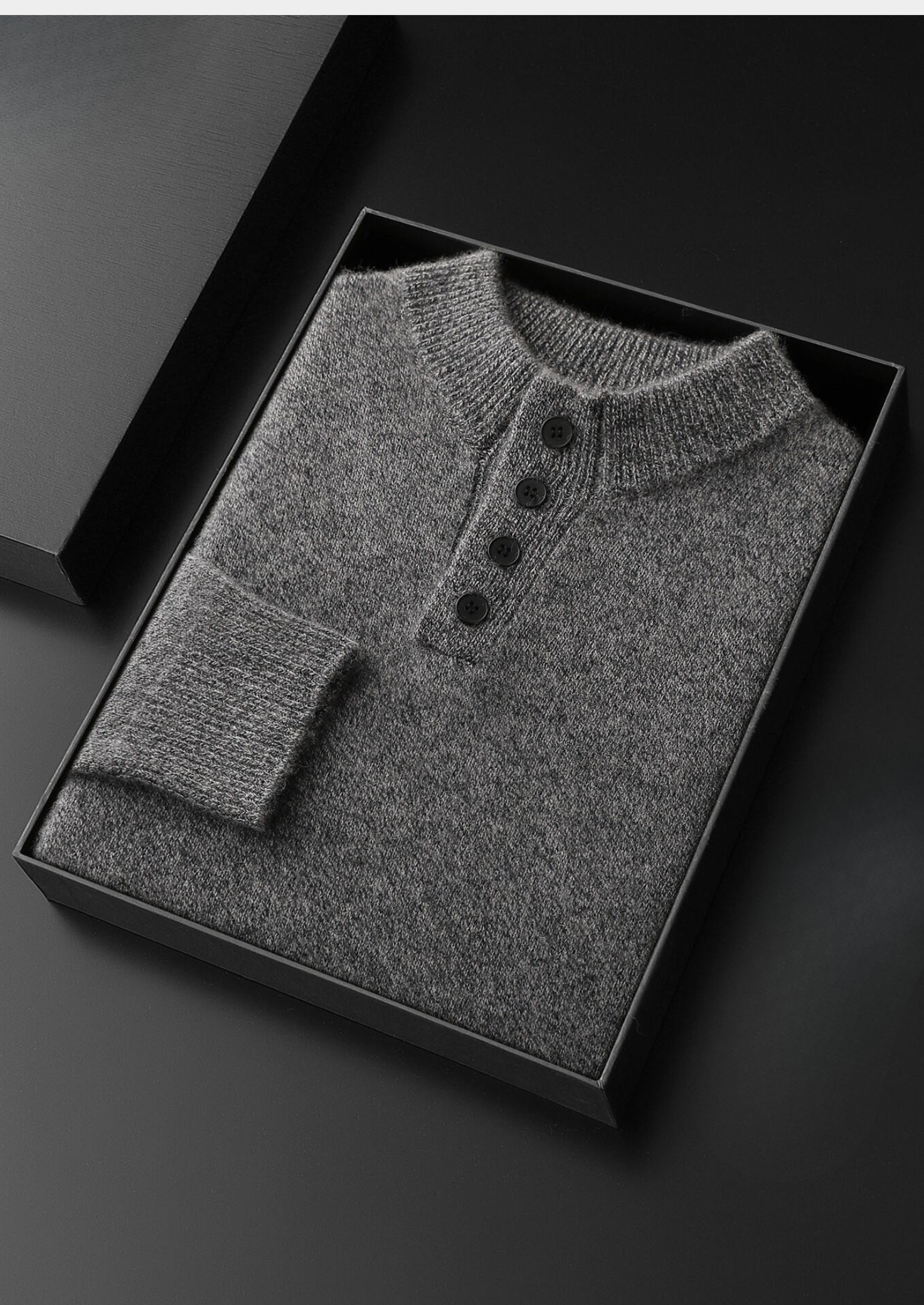 Pure Cashmere Light Gray Button Sweater | Vallentty
