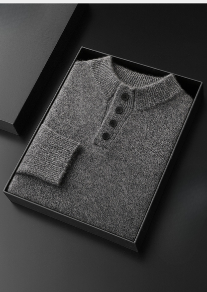 Pure Cashmere Light Gray Button Sweater | Vallentty