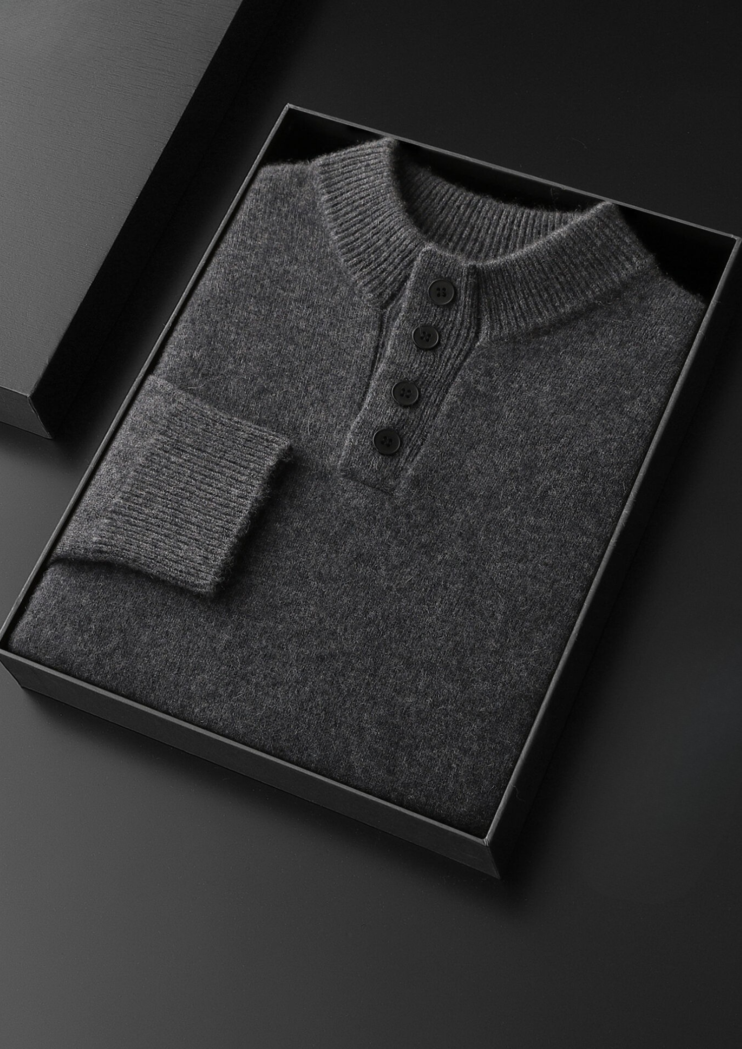Pure Cashmere Dark Gray Button Sweater | Vallentty