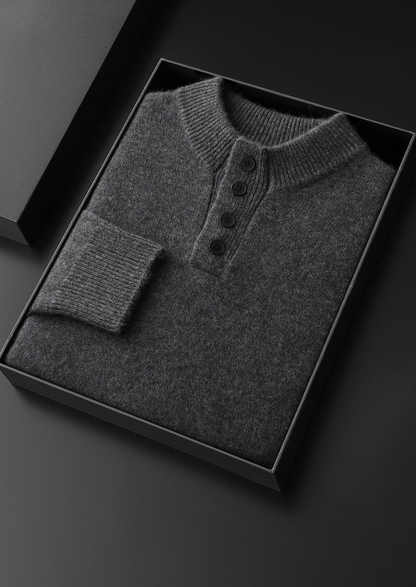 Pure Cashmere Dark Gray Button Sweater | Vallentty