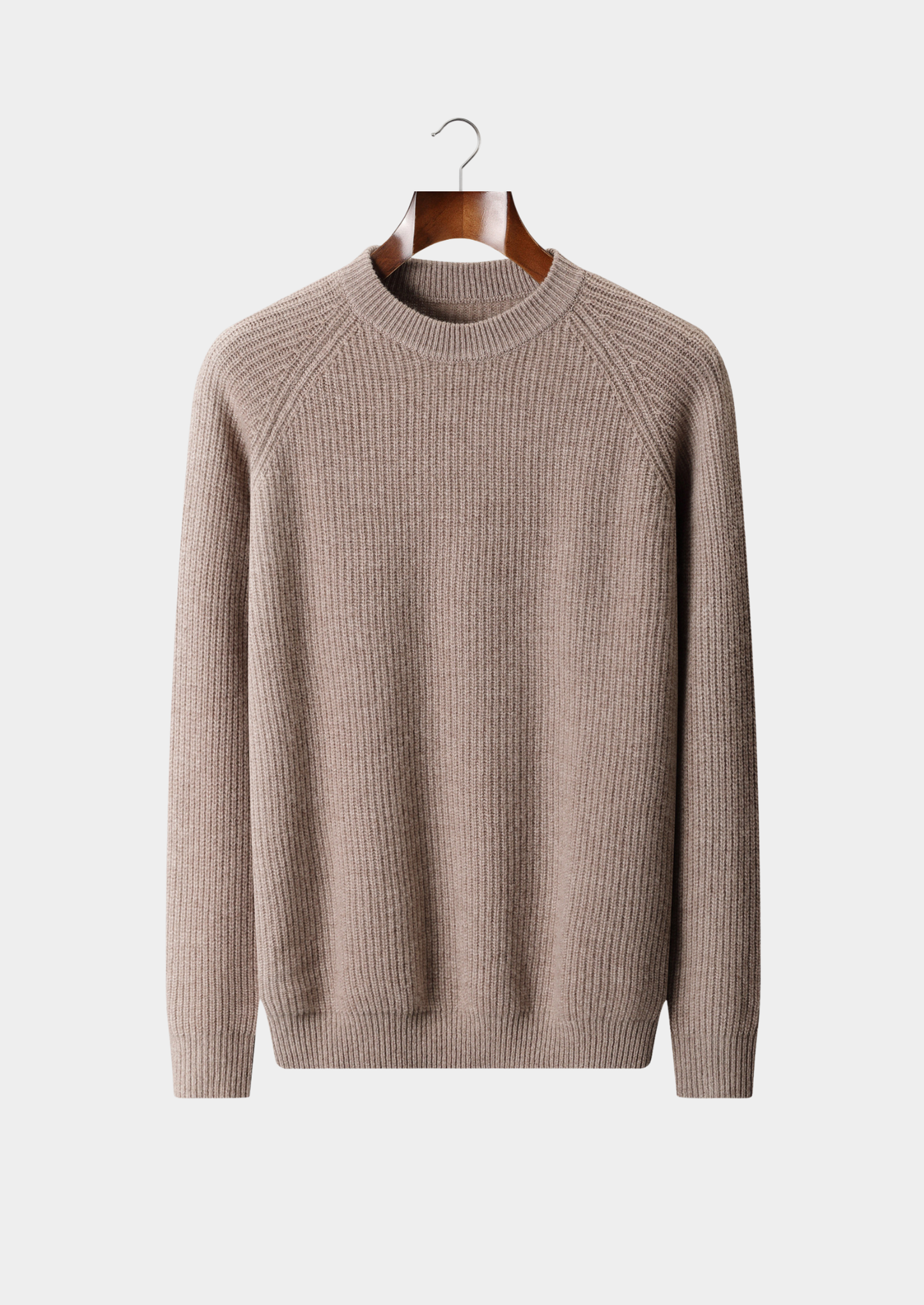 Pure Extra-Fine Merino Wool Ribbed Raglan Crewneck | Vallentty