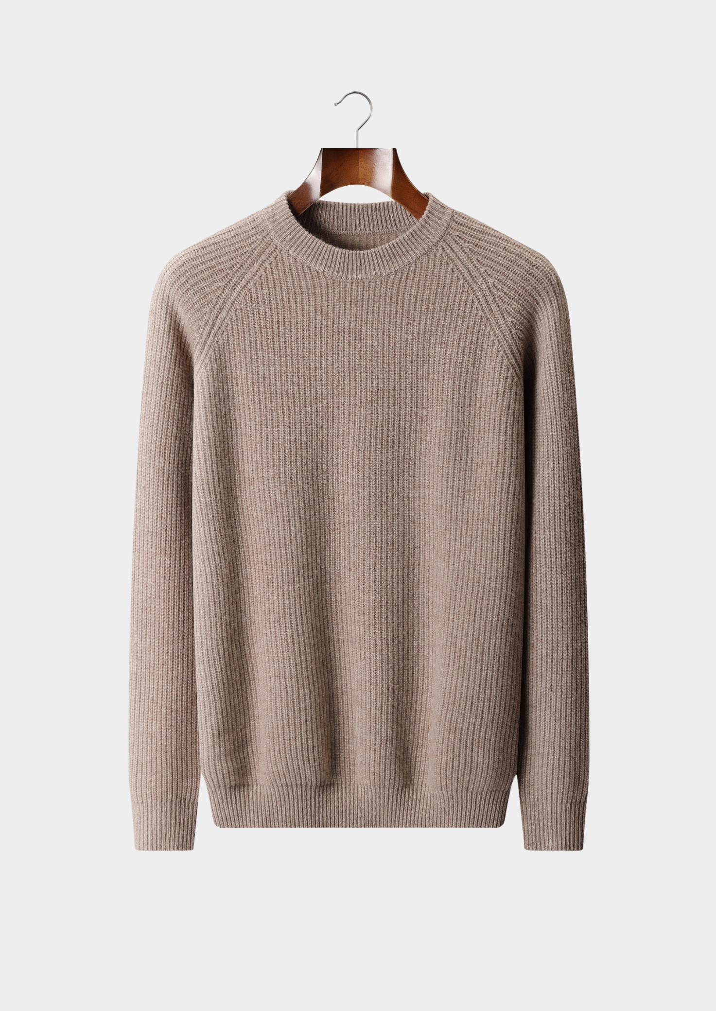 Pure Extra-Fine Merino Wool Ribbed Raglan Crewneck | Vallentty