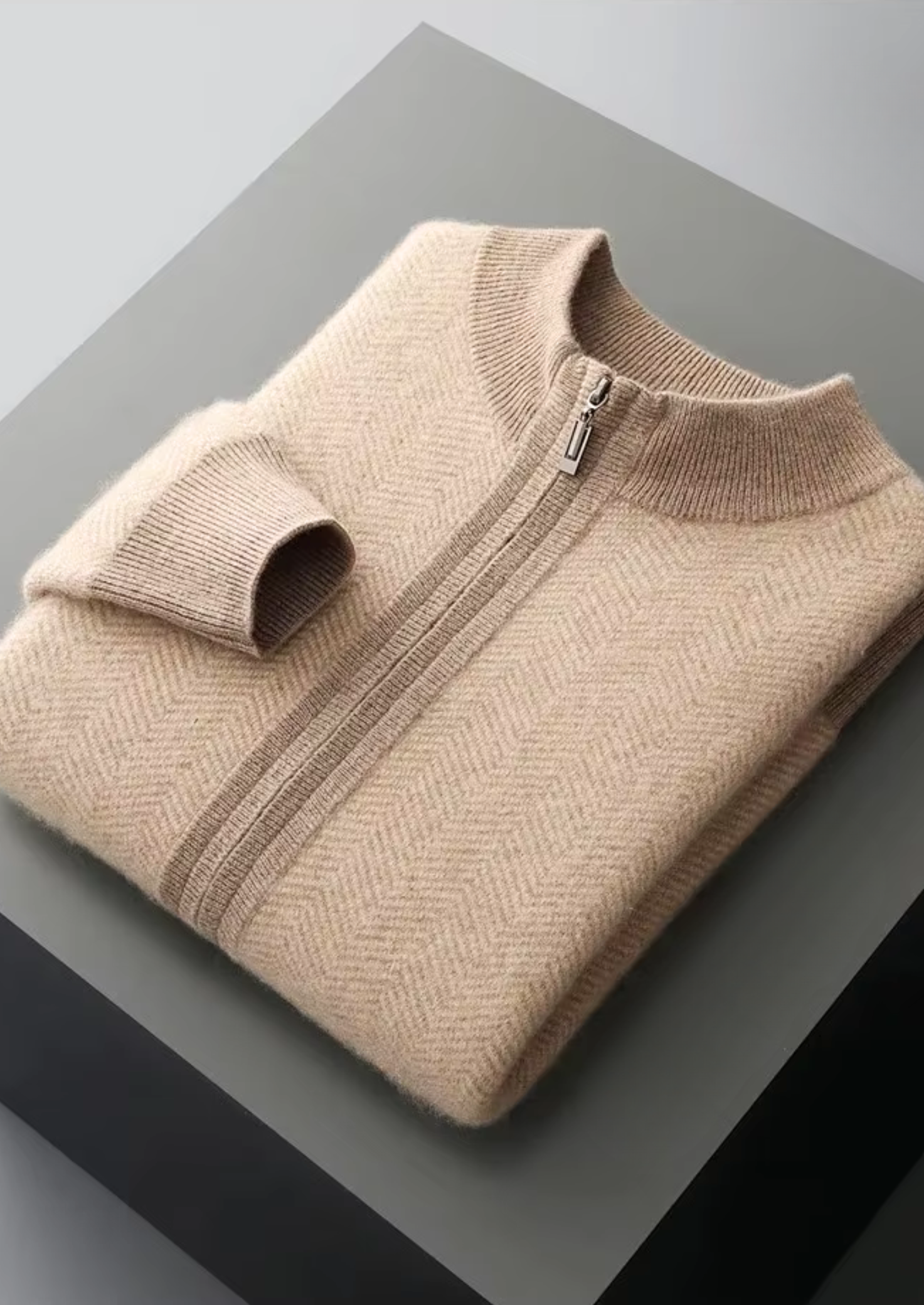 Pure Extra-Fine Merino Wool Sand Herringbone Set | Vallentty