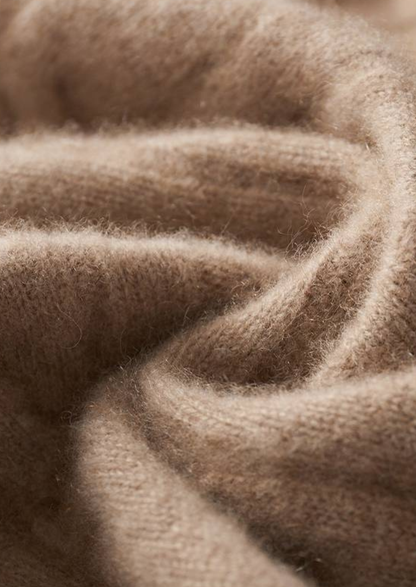 Pure Cashmere Sand Cable Knit Hoodie | Vallentty