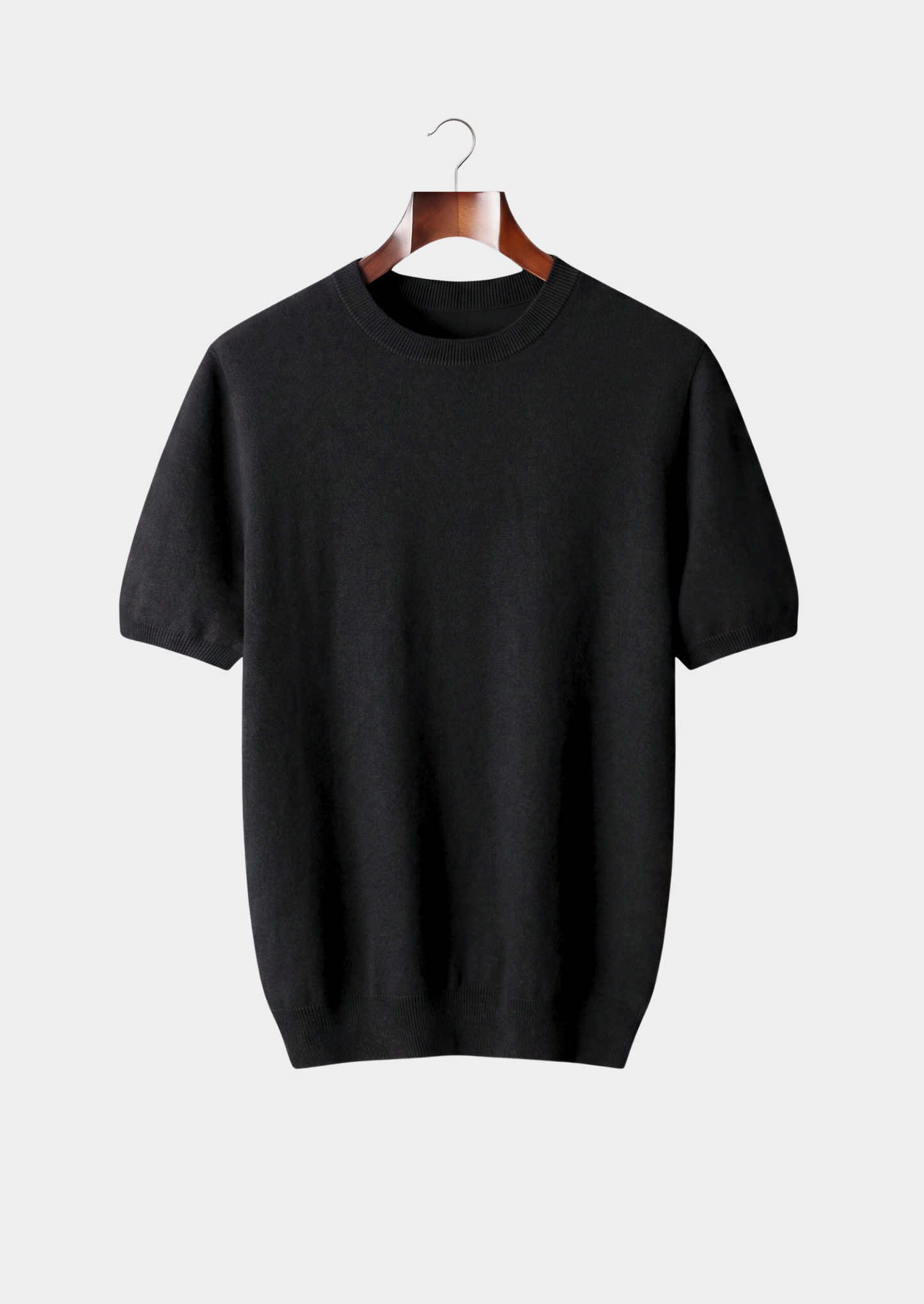 Premium Cashmere Classic Crewneck T-Shirt - Black | Vallentty