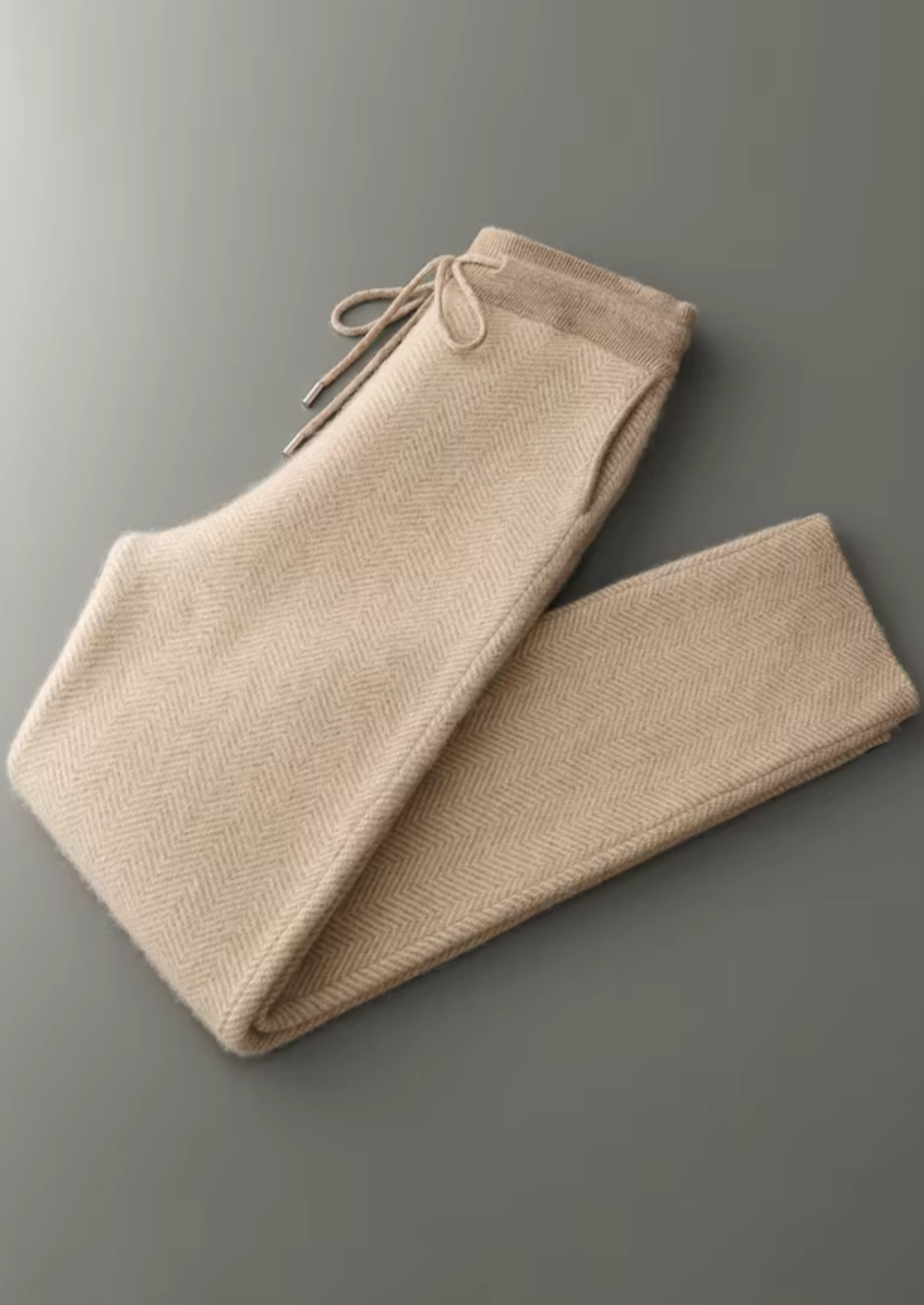 Pure Extra-Fine Merino Wool Sand Herringbone Set | Vallentty