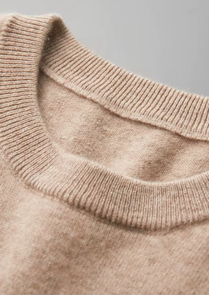 Premium Cashmere Classic Crewneck T-Shirt - Light Beige | Vallentty