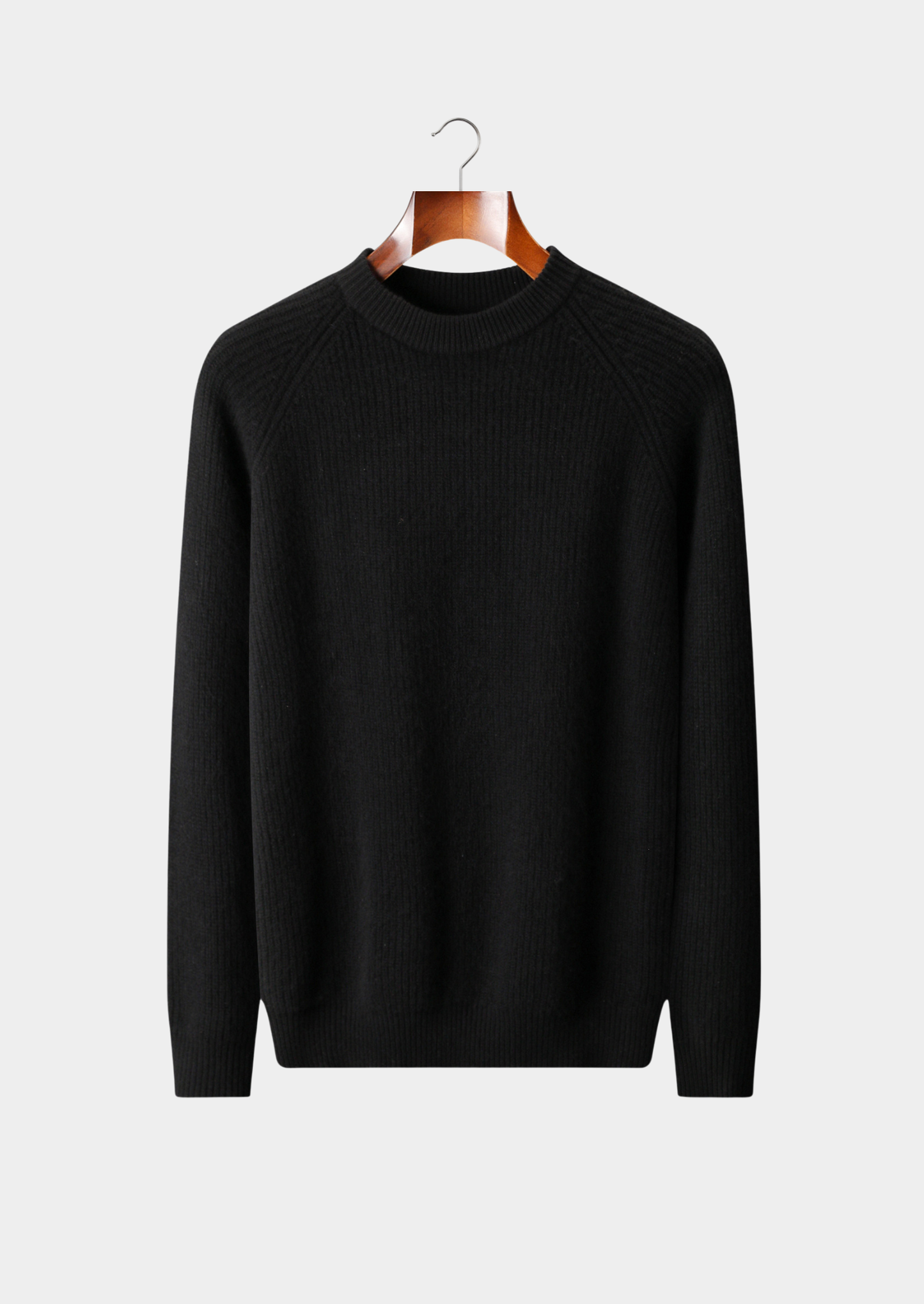 Pure Extra-Fine Merino Wool Ribbed Raglan Crewneck | Vallentty