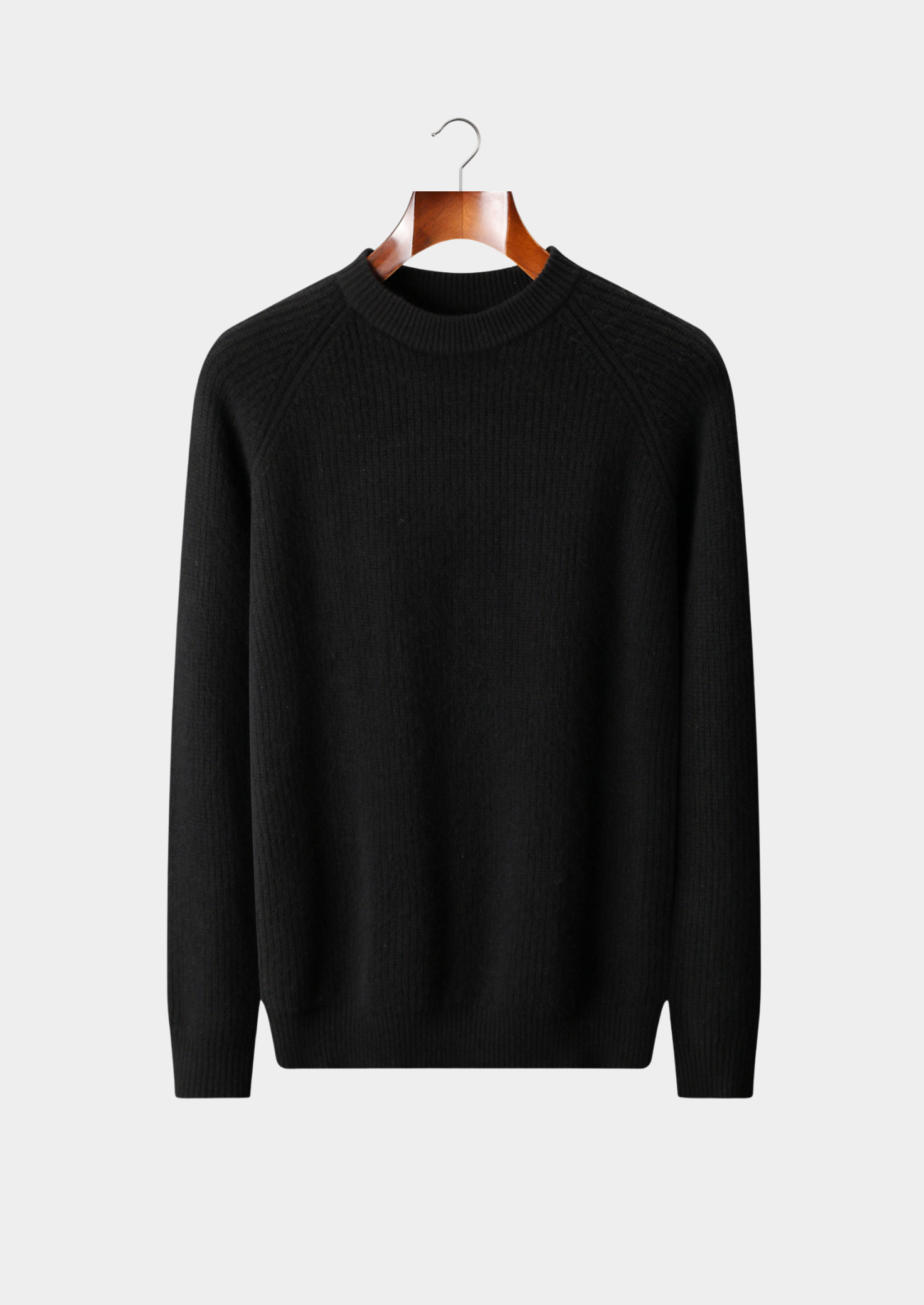 Pure Extra-Fine Merino Wool Ribbed Raglan Crewneck | Vallentty