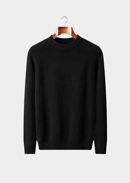Pure Extra-Fine Merino Wool Ribbed Raglan Crewneck | Vallentty