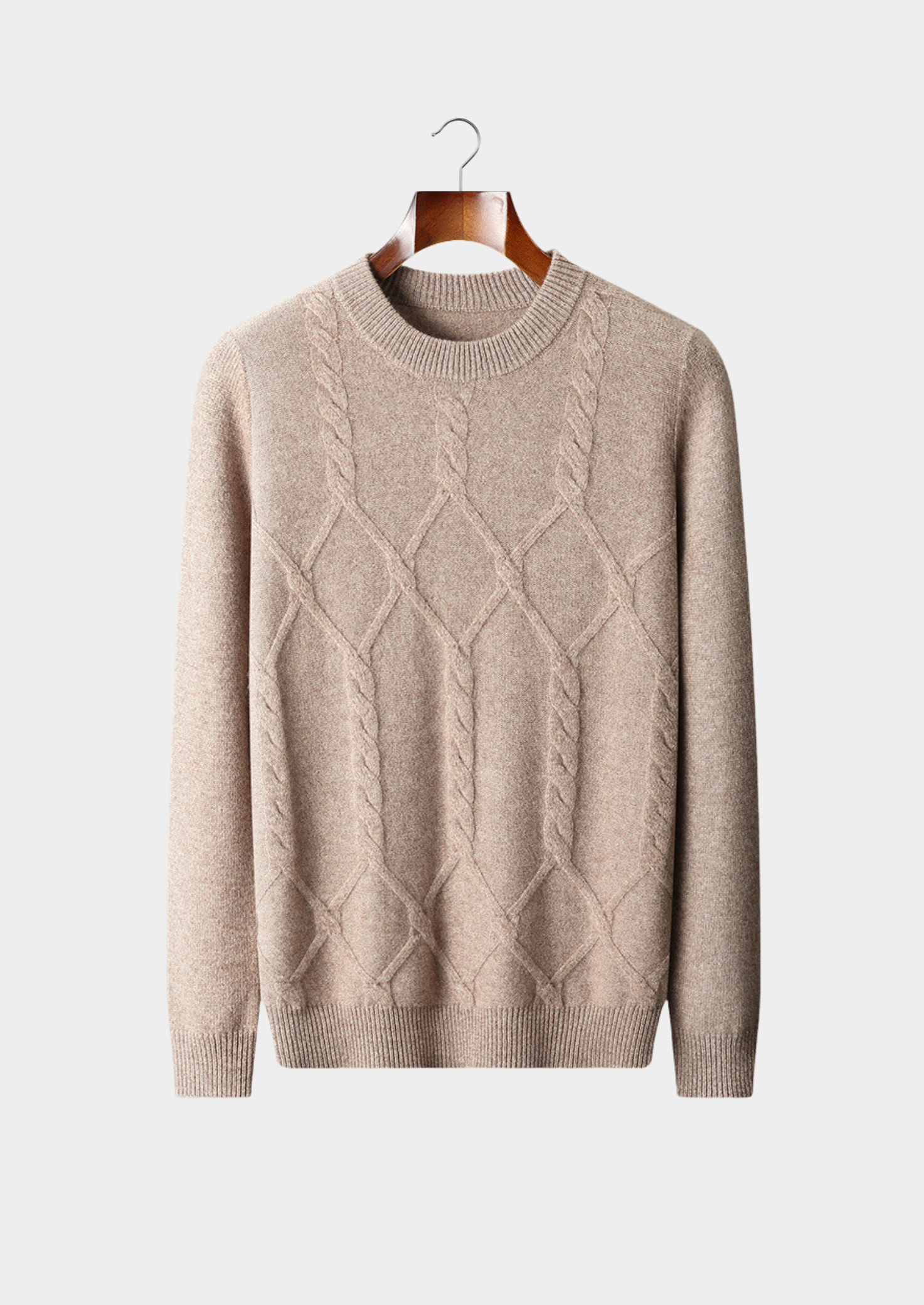 Pure Extra-Fine Merino Wool Cable Crewneck | Vallentty