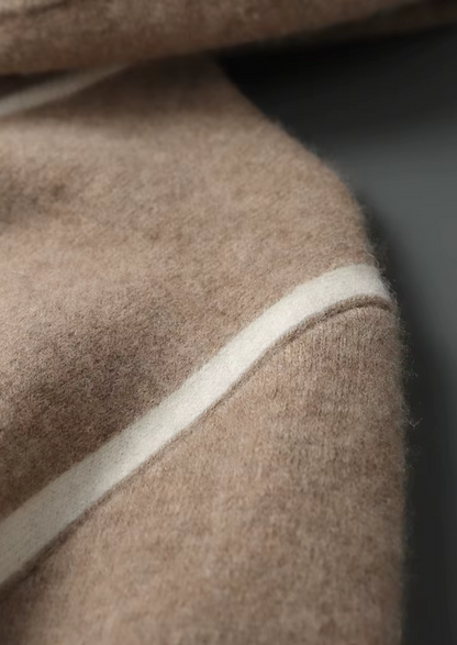 Premium Cashmere Two Tone Zipper Hoodie | Vallentty