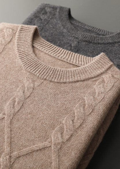 Pure Extra-Fine Merino Wool Cable Crewneck | Vallentty