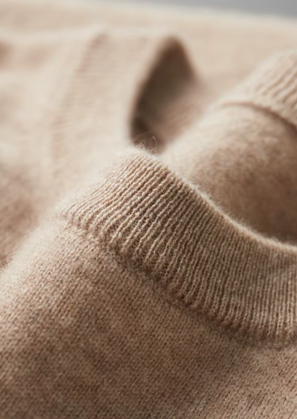 Premium Cashmere Classic Crewneck T-Shirt - Light Beige | Vallentty